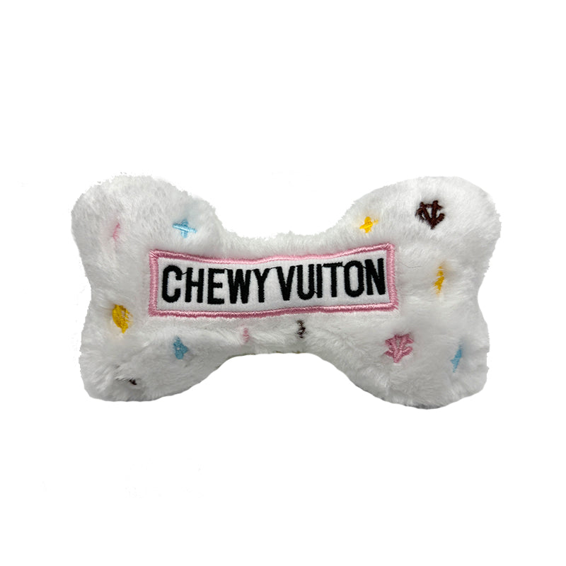 Cute Squeaky Plush Dog Toys with White Bone Design