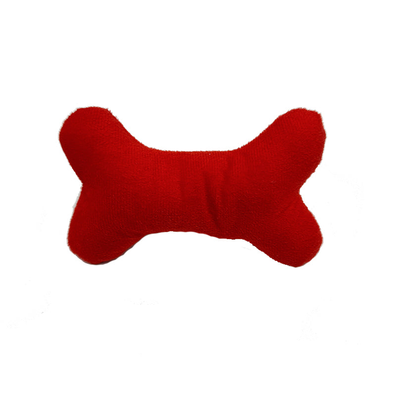 Classic Squeaky Plush Dog Toys with Red Bone Design