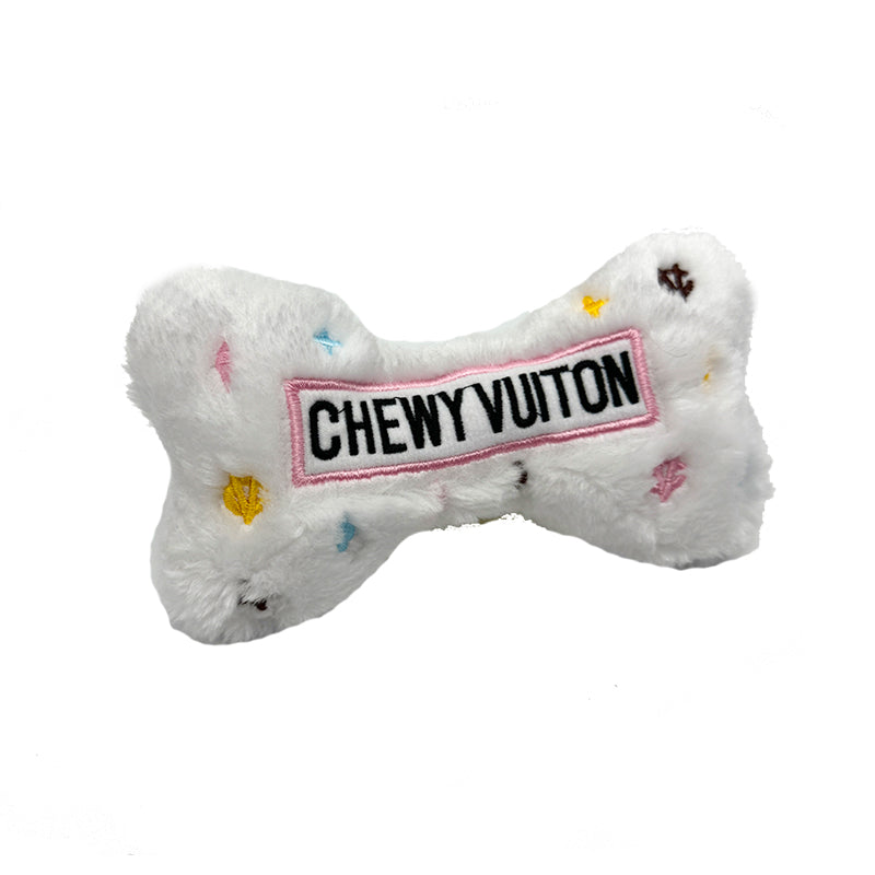 Cute Squeaky Plush Dog Toys with White Bone Design