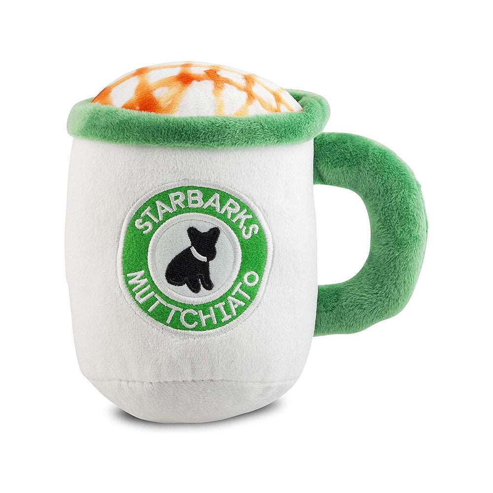 Kingdompet Coffee Cup Squeaky Plush Dog Toys Green&White