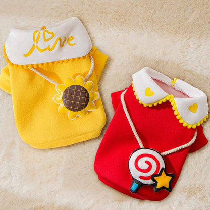 Cartoon Cute Pet Spring Dog Clothes with Sunflower Carrot Lollipop Decoration