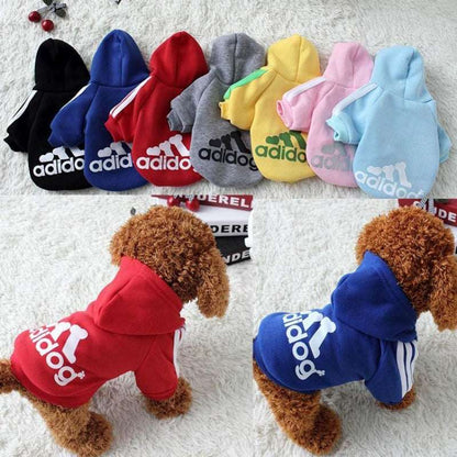 Adidog Logo Winter Dog Hoodie Sweatshirts Warm Dog Pet Clothes