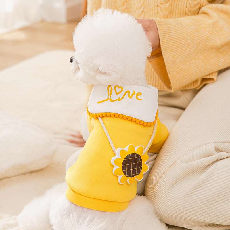 Cartoon Cute Pet Spring Dog Clothes with Sunflower Carrot Lollipop Decoration