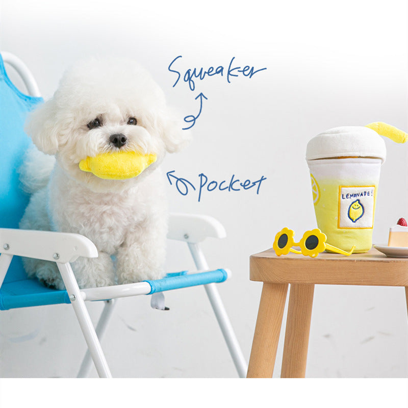 Kingdompet Lemon Tea Cup Set Dog Squeaky Interactive Toys