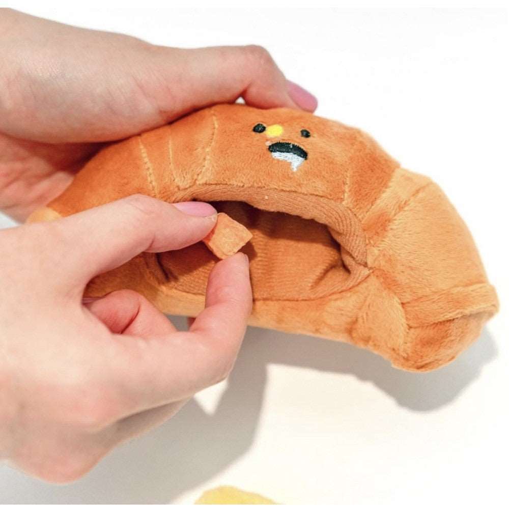 Kingdompet Soft Plush Funny Dog Squeaky Toy Bread Butter Bite Resistant Puppy Interactive Toys