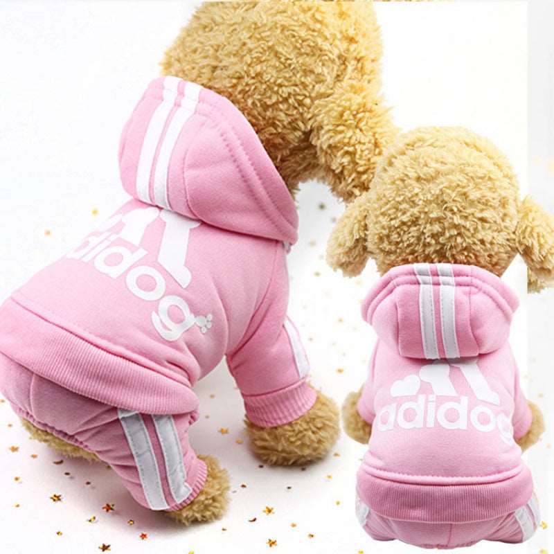 Adidog Logo Winter Dog Hoodie Sweatshirts Warm Dog Pet Clothes