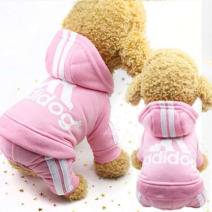 Adidog Logo Winter Dog Hoodie Sweatshirts Warm Dog Pet Clothes