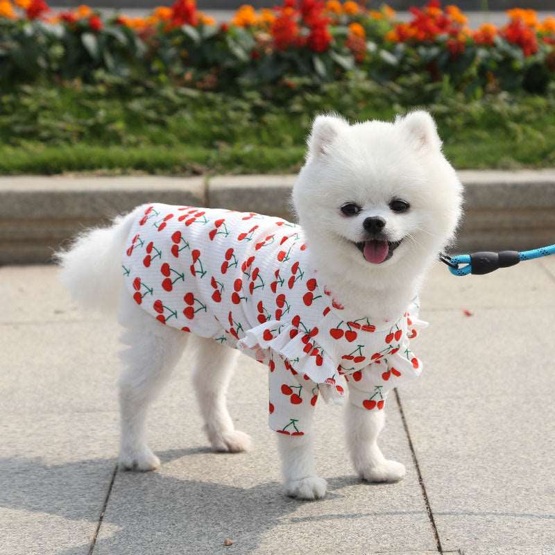 Cute Cherry Print Dog Dresses for Small Medium  Dogs