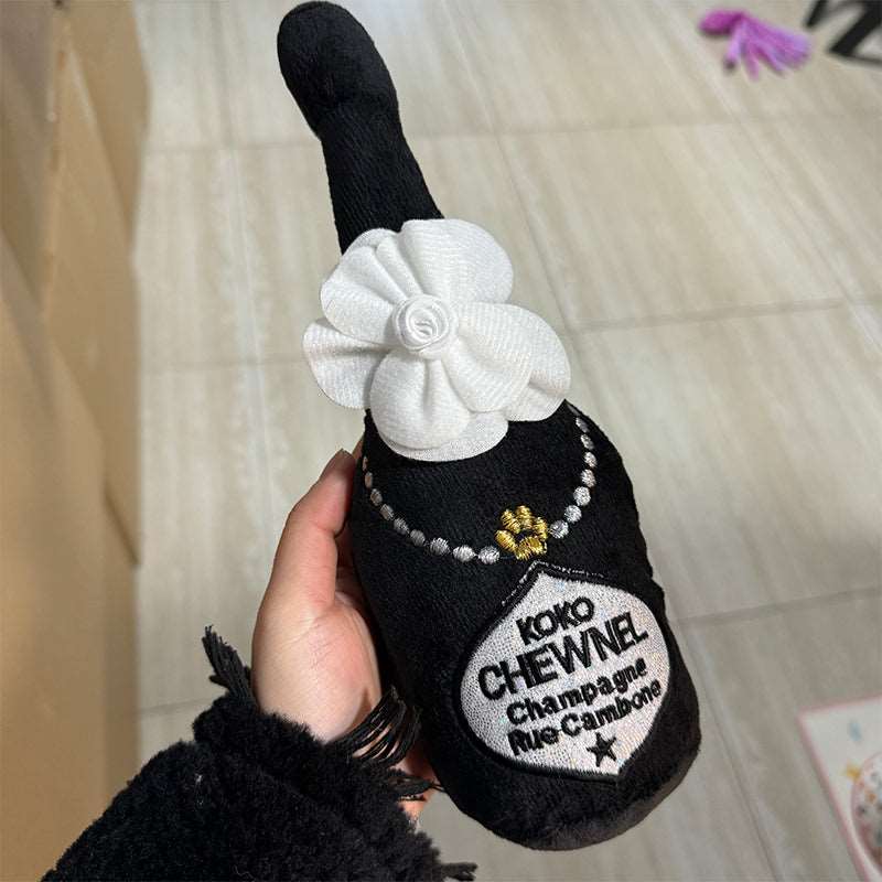 Classic Squeaky Dog Toy with Wine Bottle Design