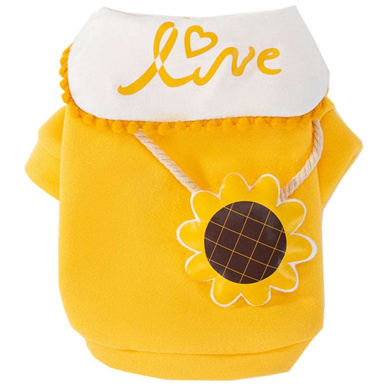 Cartoon Cute Pet Spring Dog Clothes with Sunflower Carrot Lollipop Decoration