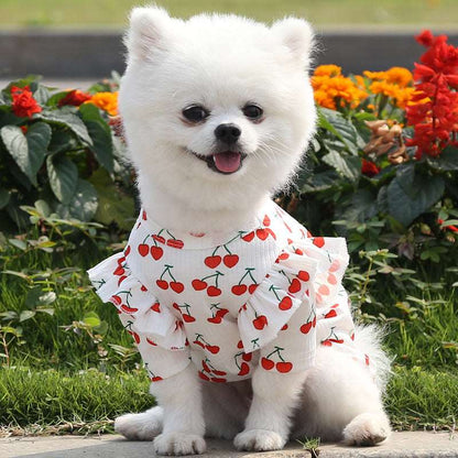 Cute Cherry Print Dog Dresses for Small Medium  Dogs