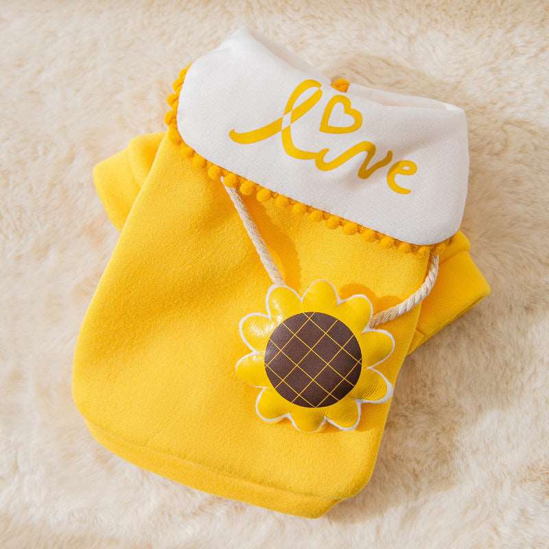 Cartoon Cute Pet Spring Dog Clothes with Sunflower Carrot Lollipop Decoration