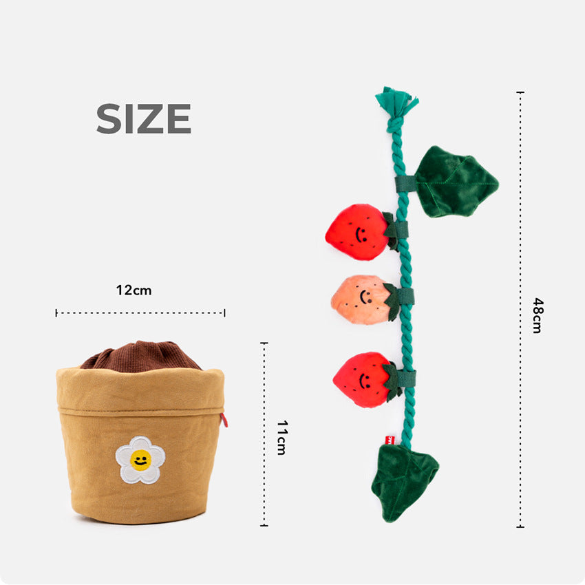 Kingdompet Strawberry Potted Plant Interactive Funny Dog Toys Pet Food Hidden Dog Puzzle Toys