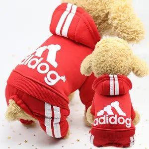 Adidog Logo Winter Dog Hoodie Sweatshirts Warm Dog Pet Clothes