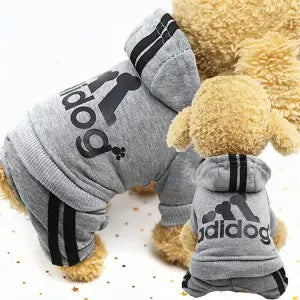 Adidog Logo Winter Dog Hoodie Sweatshirts Warm Dog Pet Clothes