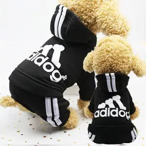 Adidog Logo Winter Dog Hoodie Sweatshirts Warm Dog Pet Clothes