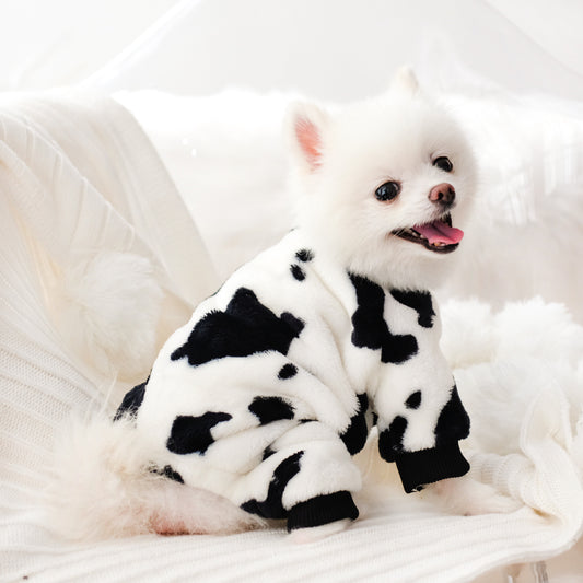 Cow Print Fleece Puppy Dog Pajamas