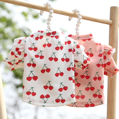 Cute Cherry Print Dog Dresses for Small Medium  Dogs