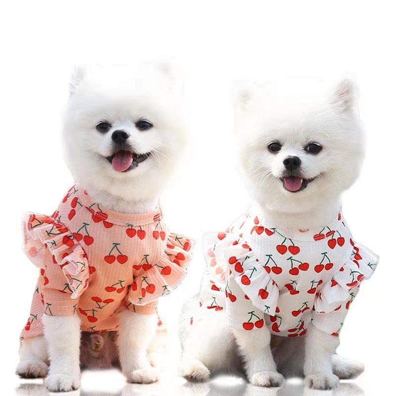 Cute Cherry Print Dog Dresses for Small Medium  Dogs