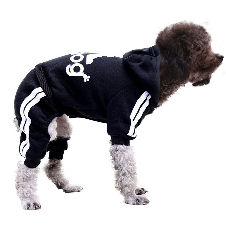 Adidog Logo Winter Dog Hoodie Sweatshirts Warm Dog Pet Clothes